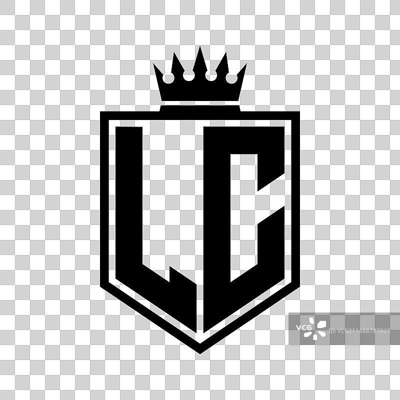 LC字母标志粗体盾牌几何形状设计图片素材