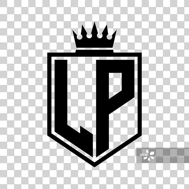 LP粗体盾牌几何形状logo图片素材
