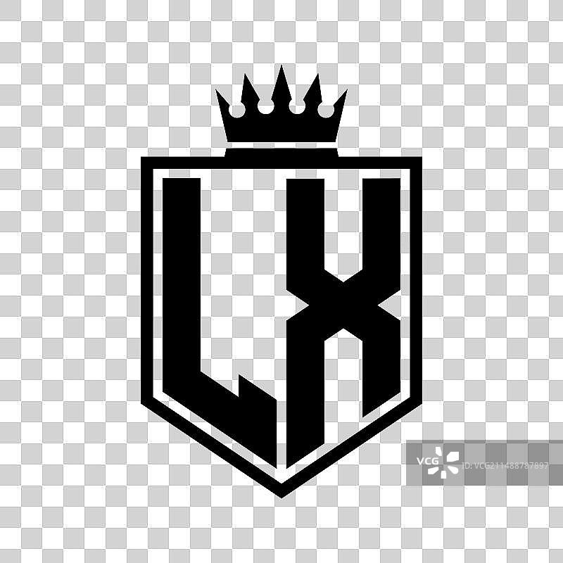 盾牌几何形状LX字母组合标志图片素材