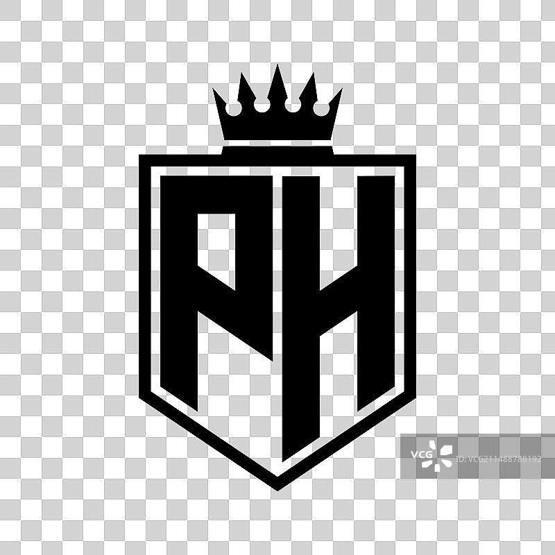 PH字母组合Logo，粗体盾牌几何形状图片素材
