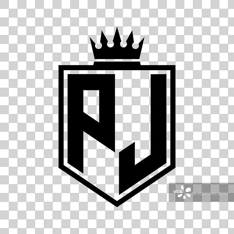 PJ Logo 粗体盾牌几何形状图片素材