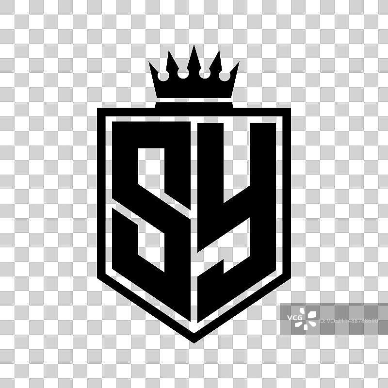 SY字母组合粗体盾牌几何形状标志图片素材