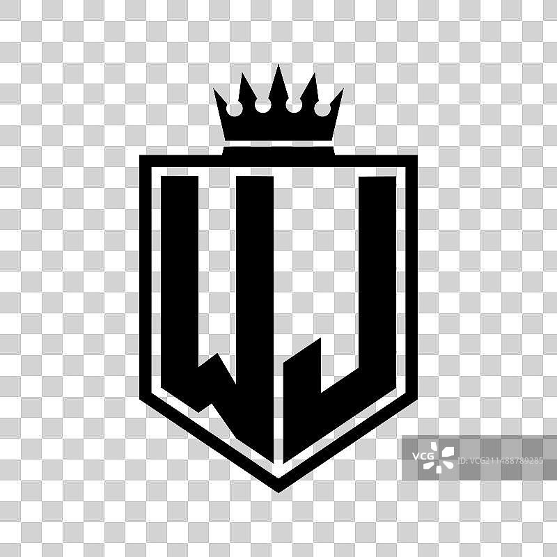 WJ标志粗体盾牌几何形状图片素材