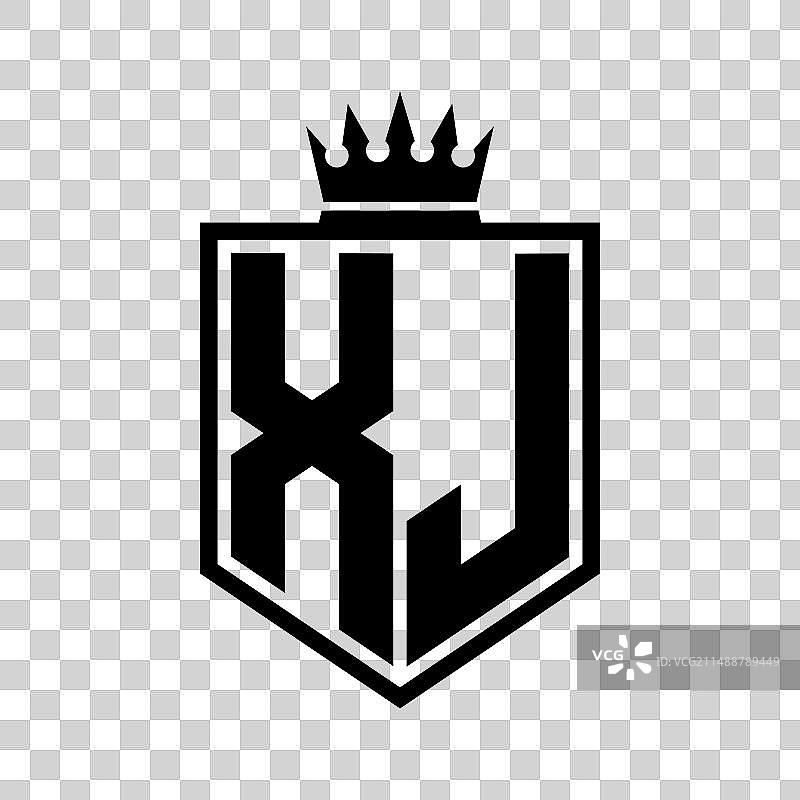 XJ字母组合大胆盾形几何标志图片素材