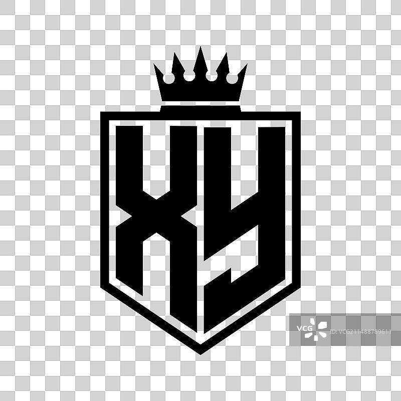 XY字母组合标志粗体盾牌几何形状图片素材