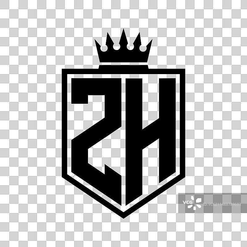 ZH首字母粗体盾牌几何形状Logo图片素材