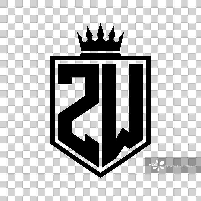 ZW字母标志粗体盾牌几何形状图片素材