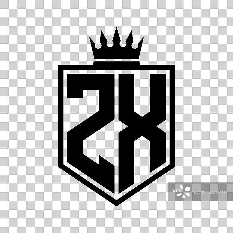 ZX字母Logo，盾形几何粗体设计图片素材