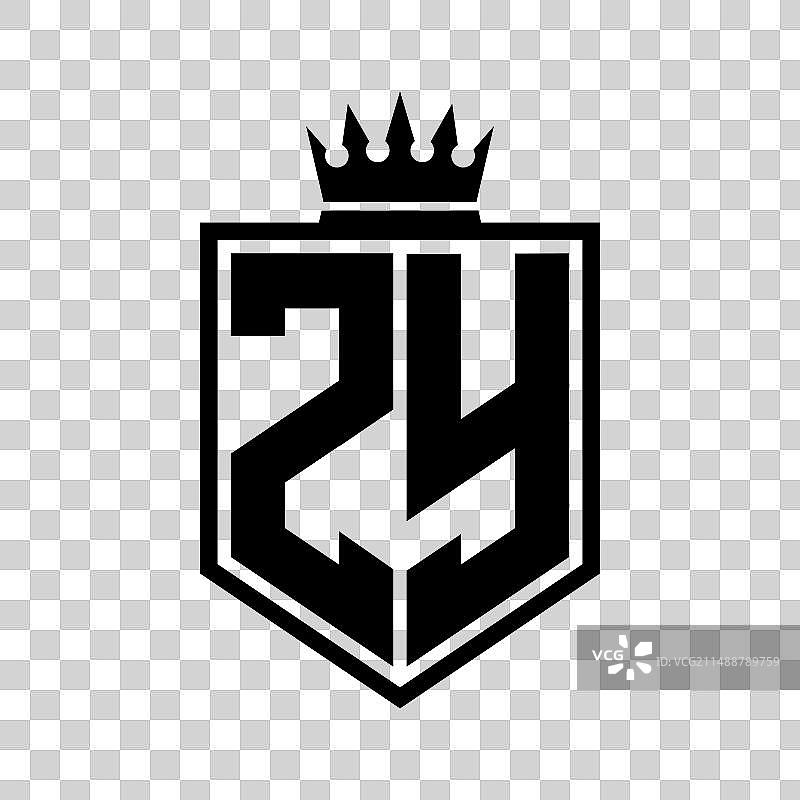ZY标志，几何盾牌形状图片素材