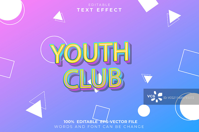 青年俱乐部可编辑文本效果3D现代风格图片素材