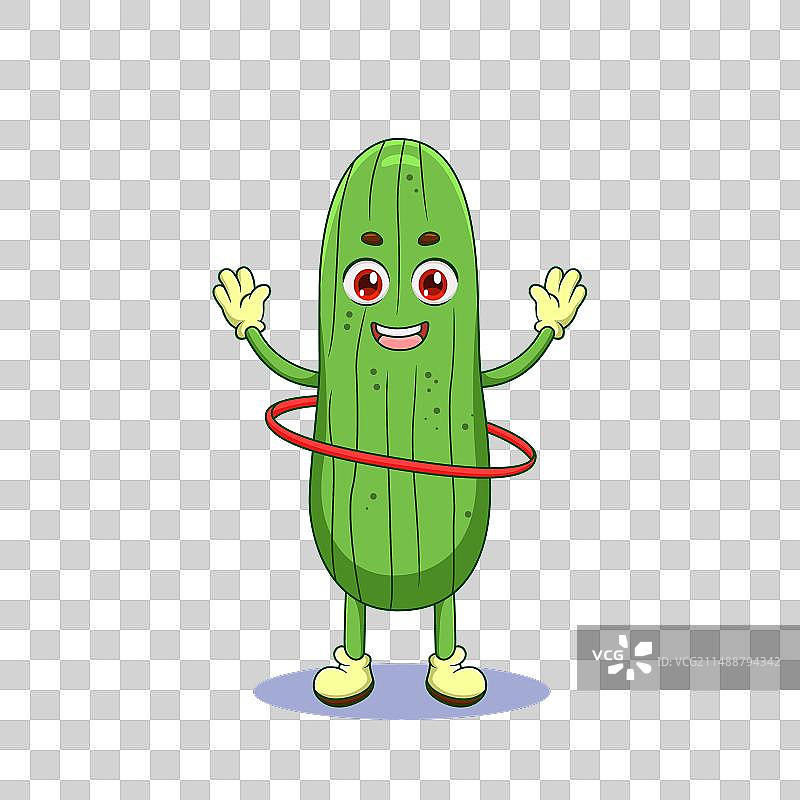 可爱的黄瓜玩呼啦圈图片素材