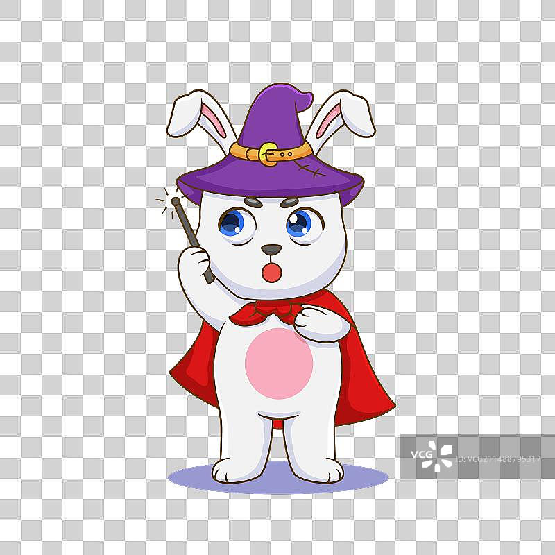 可爱兔子挥舞魔杖图片素材