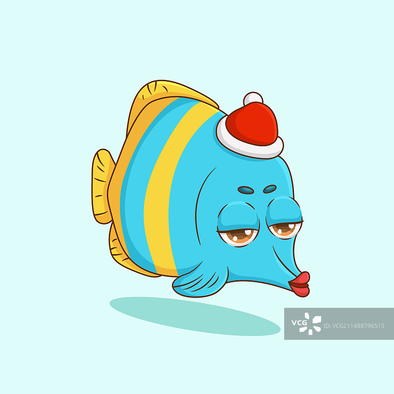 戴圣诞帽的可爱蝴蝶鱼图片素材