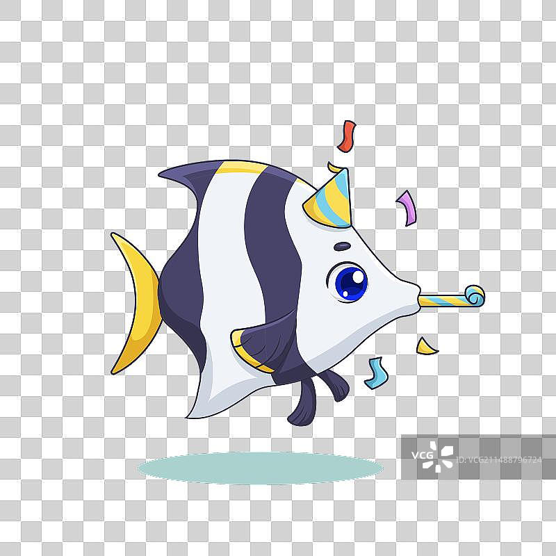 可爱的天使鱼吹迷你喇叭图片素材