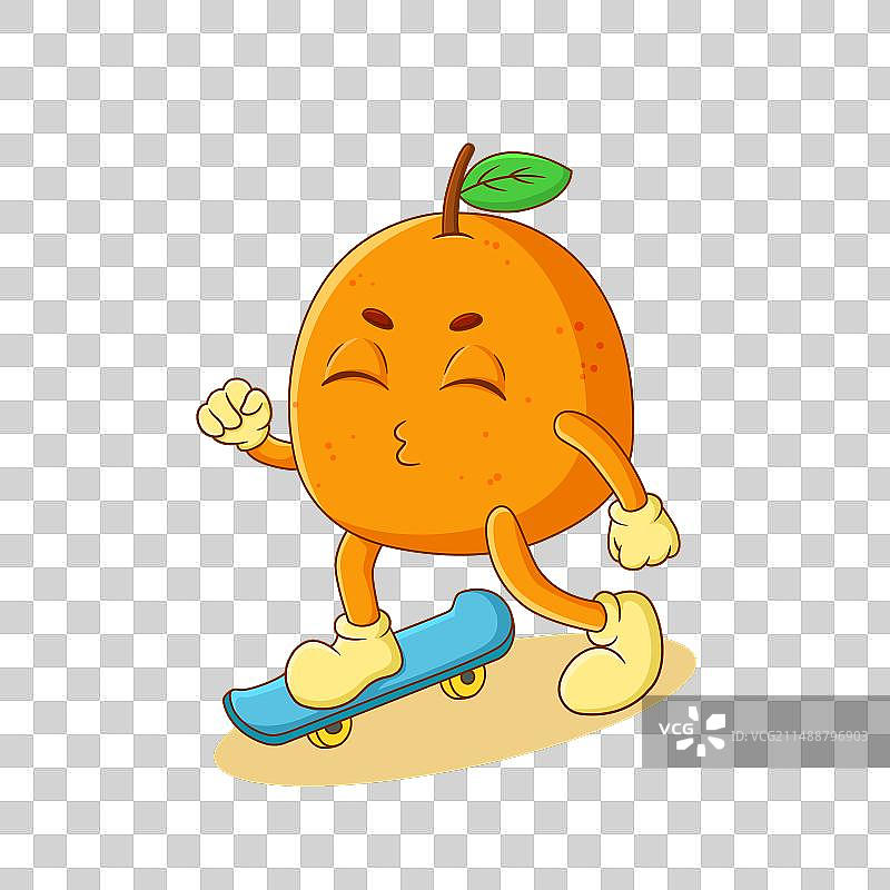 可爱的橙子玩滑板图片素材