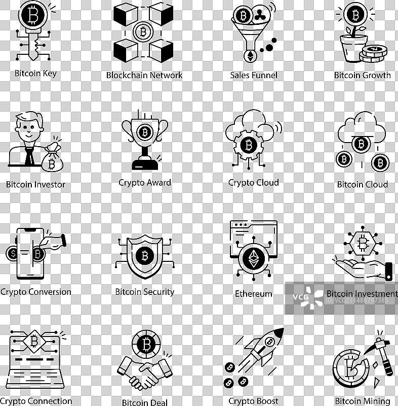 加密货币线性图标合集图片素材