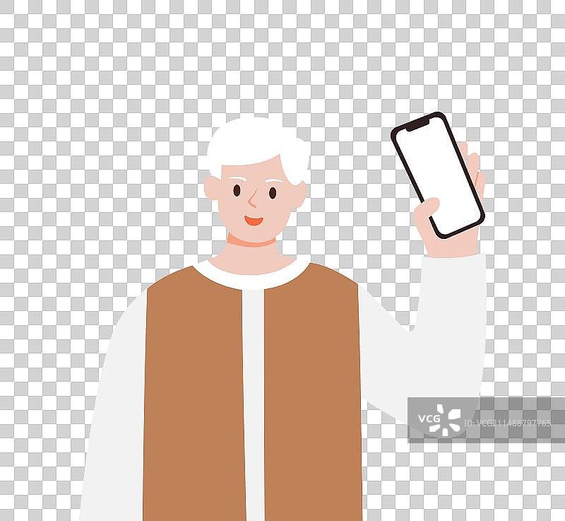 老年人拿手机插画元素，互联网保险电商金融活动网上购物线上优惠查看手机，手机支付网上银行数字货币元宇宙图片素材