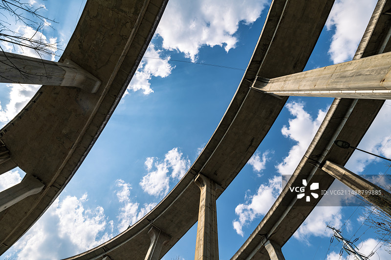 蓝天下的城市高架桥图片素材