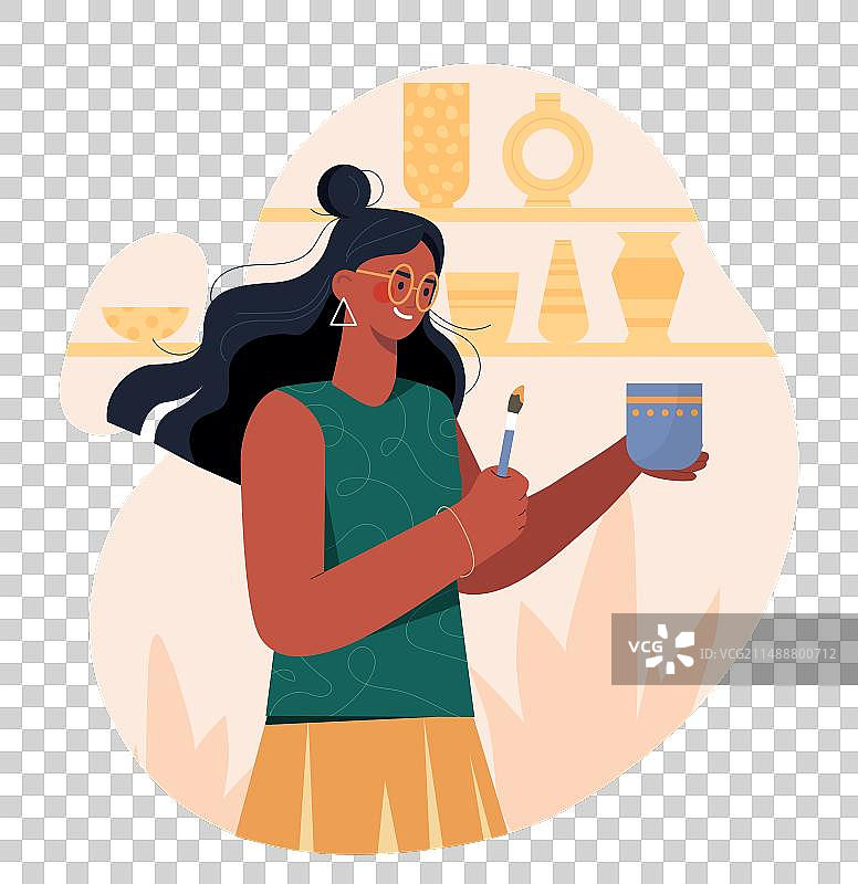 在陶瓷工作室的女人图片素材