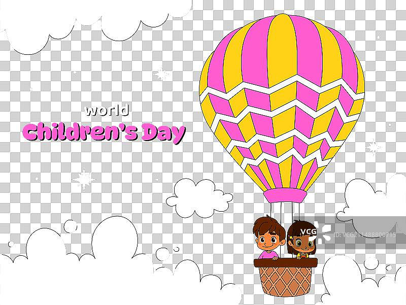 热气球儿童海报图片素材