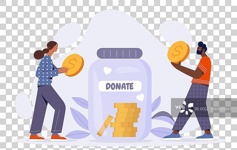 带有捐款罐的人群图片素材