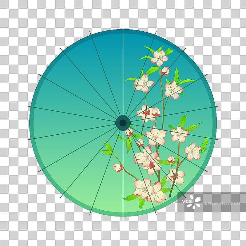 桃花花纹油纸伞雨伞插画图片素材