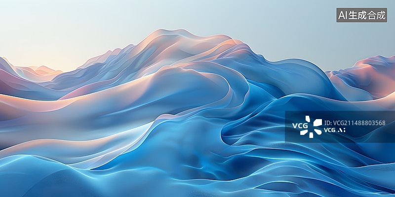 【AI数字艺术】纺织品纱布柔美起伏的波浪图片素材