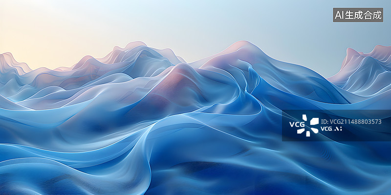 【AI数字艺术】纺织品纱布柔美起伏的波浪图片素材