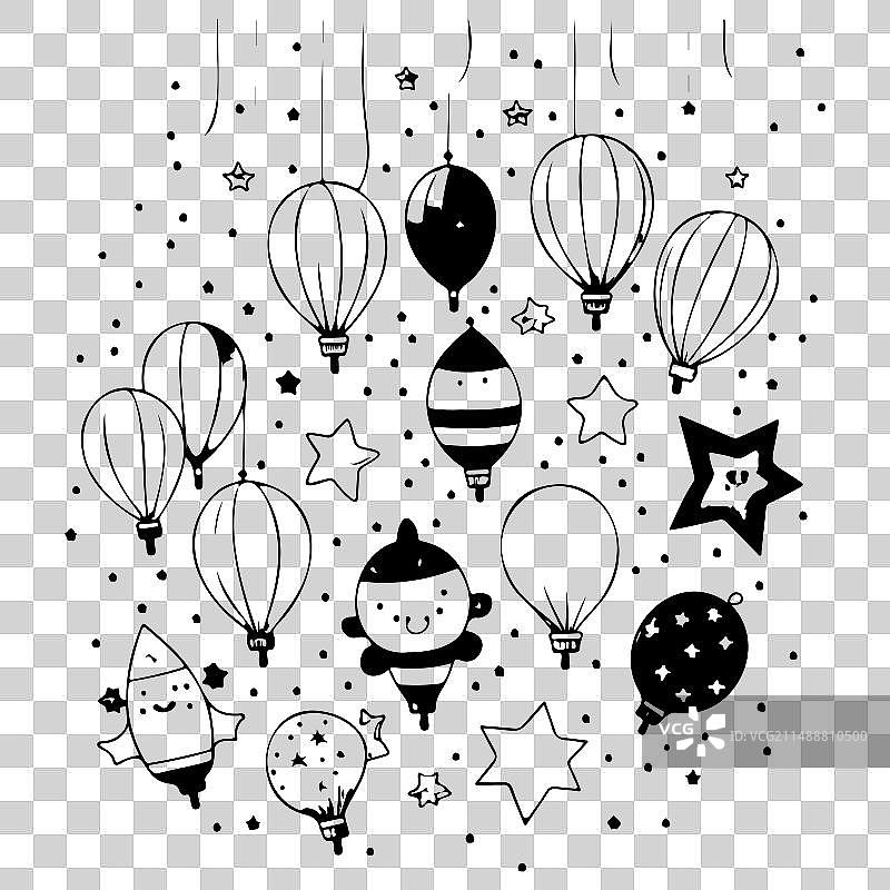 涂鸦儿童装饰星星生日气球图片素材
