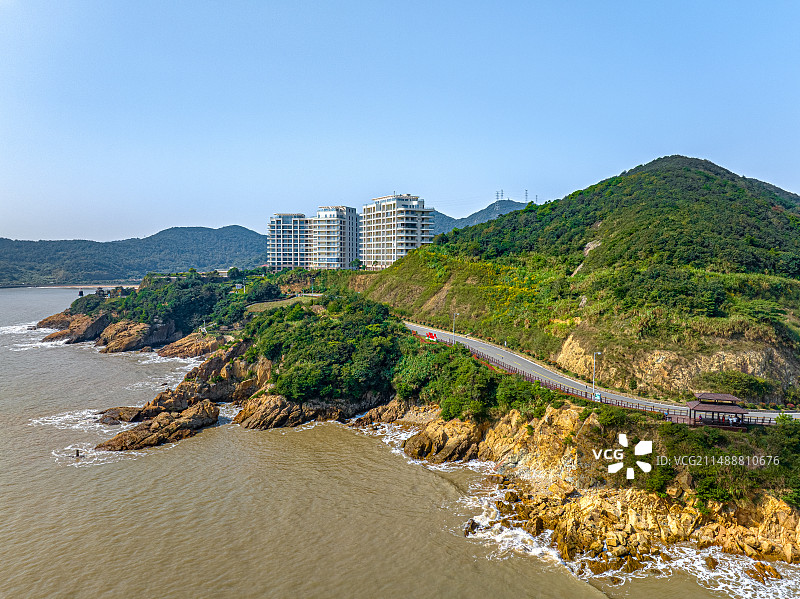 秀水湾休闲度假村 浙江省舟山市岱山县秀山滨海度假公寓 沙滩群 住宅区图片素材
