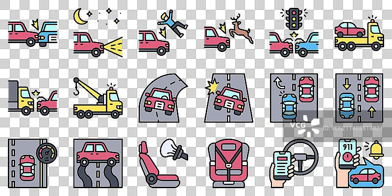 汽车事故与安全相关图标集2图片素材