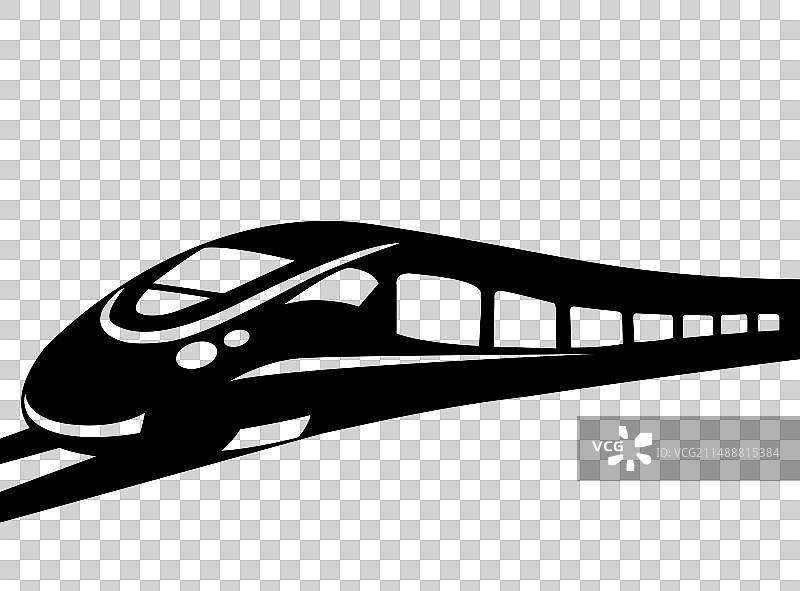 黑白剪影铁路动车火车和谐号回家归乡过年剪纸矢量插画图片素材