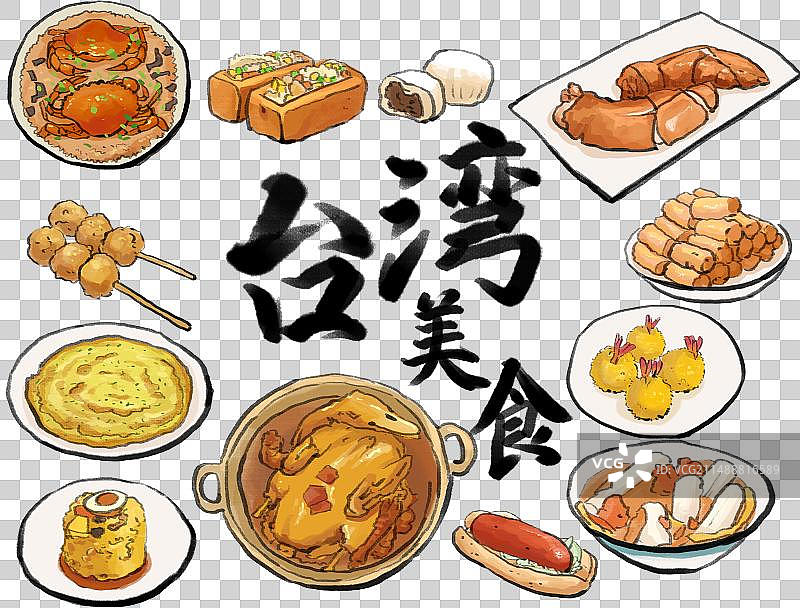 水墨风闽菜台湾美食插画图片素材