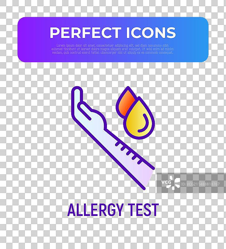 过敏测试细线图标：滴在皮肤上的过敏原图片素材