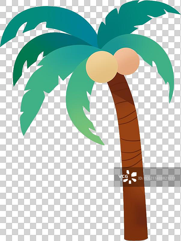 椰子树扁平风插画图片素材