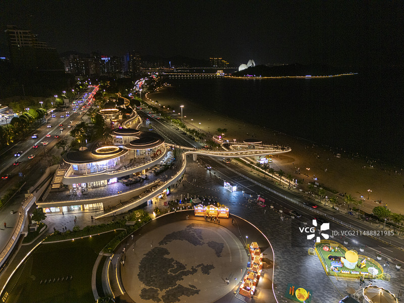 珠海城市阳台，地标建筑外滩夜景图片素材