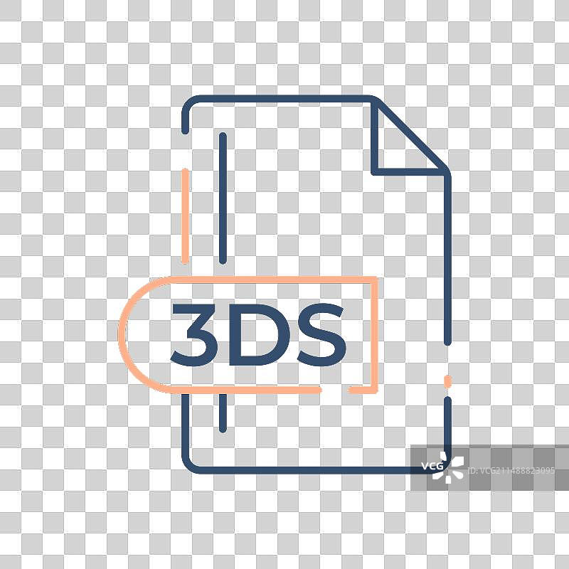 3DS文件格式图标，3DS扩展线条图标图片素材