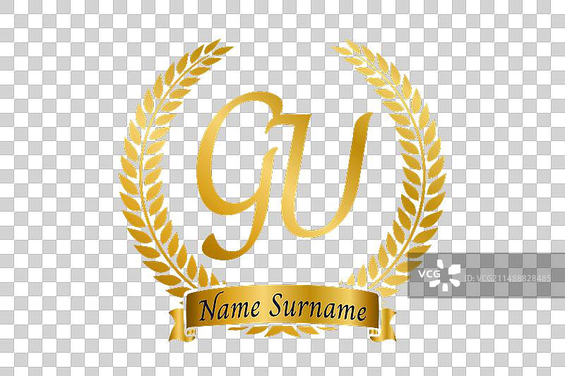 字母G和U的GU首字母组合标志设计图片素材