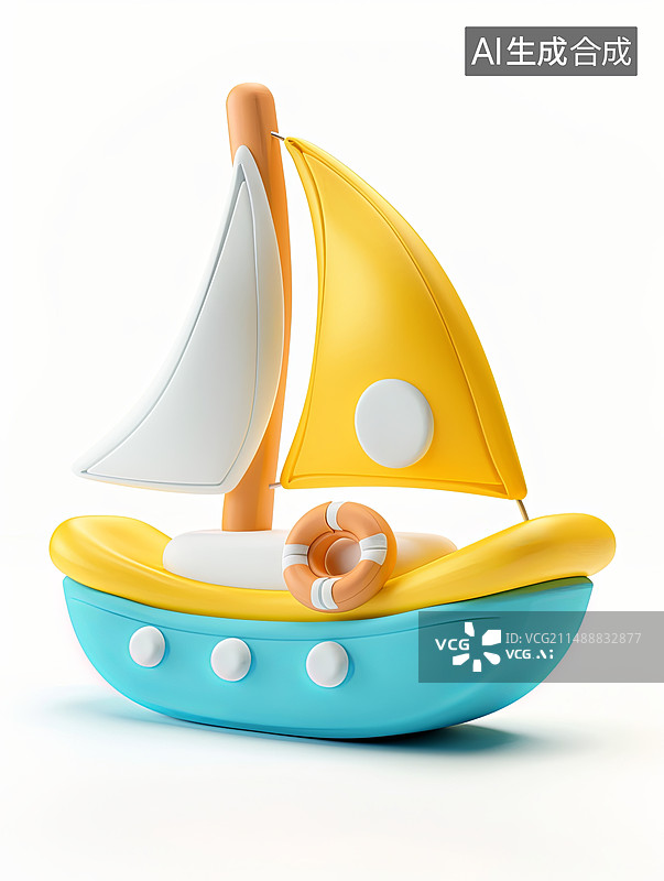 【AI数字艺术】夏日3d元素帆船图片素材