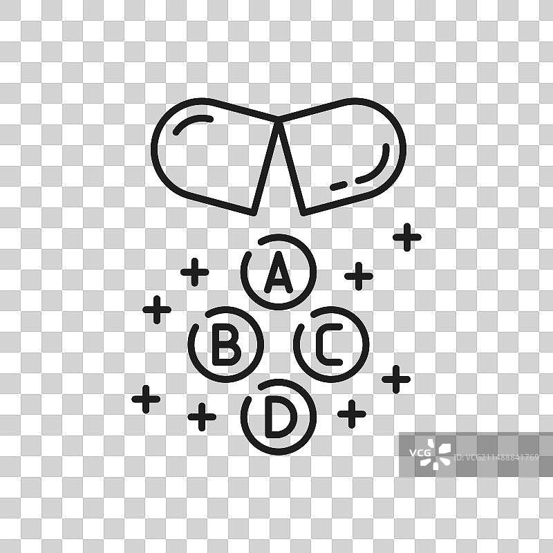 药房维生素胶囊或药丸细线图标图片素材