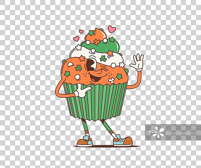 卡通复古爱尔兰纸杯蛋糕角色图片素材