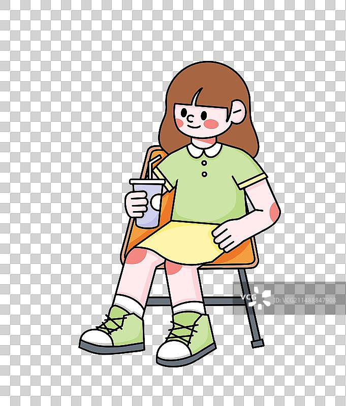 春游踏青露营女生户外旅行元素图片素材