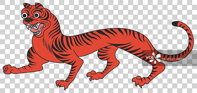 中国风新中式古风古典传统文化十二生肖老虎野生动物图腾图标图形元素插画图片素材