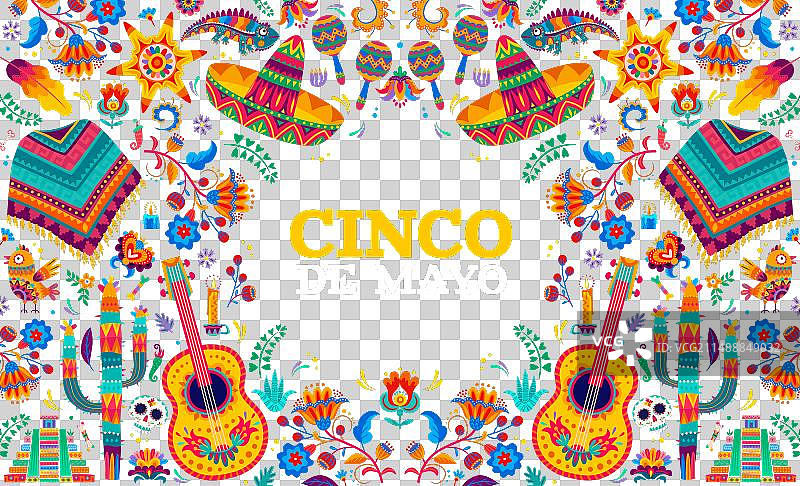 墨西哥五月五日节阿莱布里赫横幅图片素材