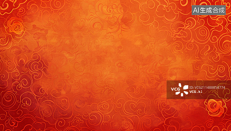 【AI数字艺术】喜庆中式传统海浪纹背景图，创意中国风装饰背景概念插图图片素材