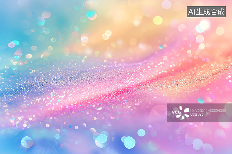 【AI数字艺术】彩虹色抽象背景与柔光星辰梦幻概念插图图片素材
