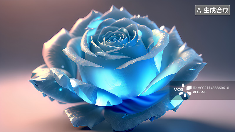 【AI数字艺术】一朵蓝色玫瑰，蓝色妖姬图片素材