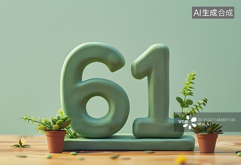 【AI数字艺术】六一儿童节泥塑艺术立体字图片素材