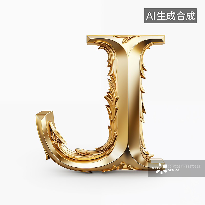 【AI数字艺术】一个黄金纯金的英文字母大写符号图片素材