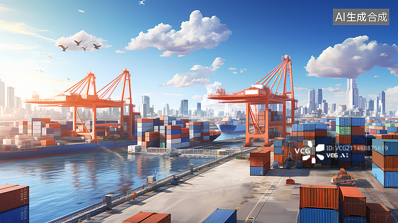 【AI数字艺术】码头的集装箱图片素材